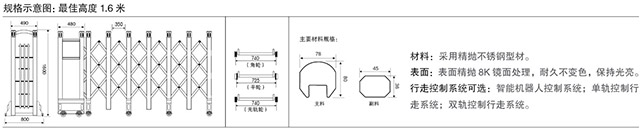 不銹鋼伸縮門王者八號
